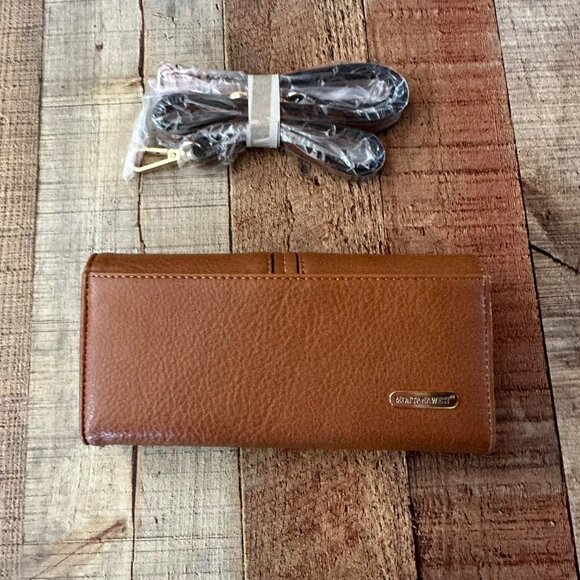 Montana West brown cluch with strap, brass studded 8" - Picture 11 of 11